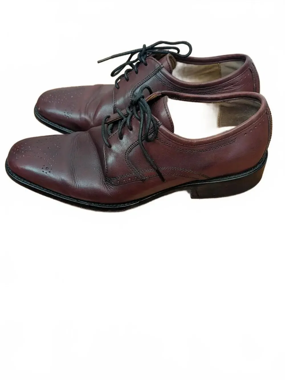 J. Murphy Men's 8M Burgundy Leather Perforated Oxford Dress Shoes 59-0832 School